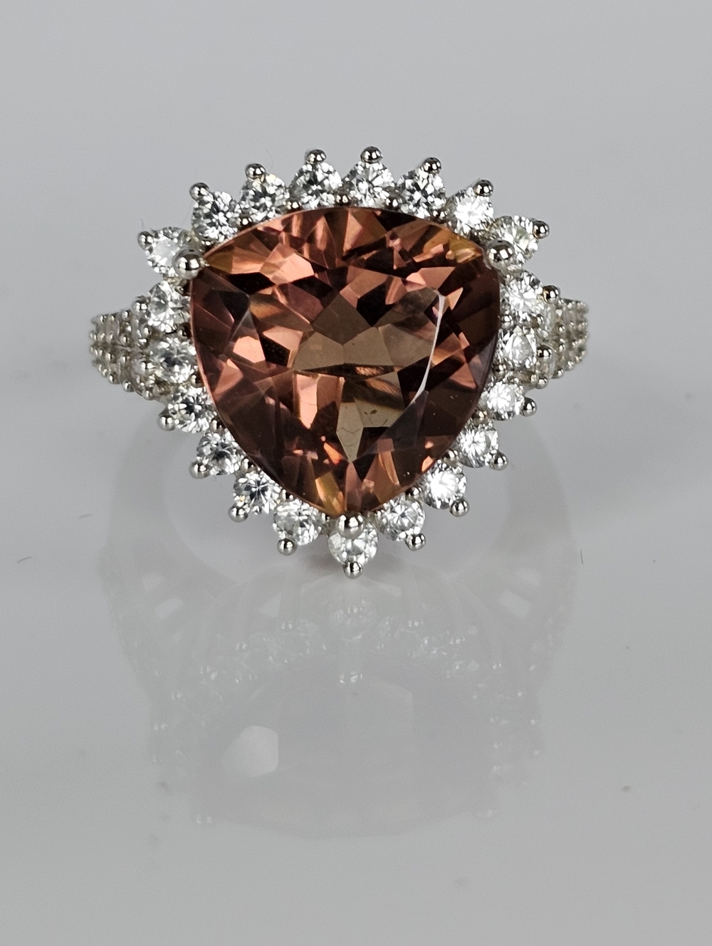 Autumn Alexite & Natural Zircon Ring in Platinum Over Sterling Silver Size 8